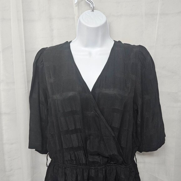 Anthropologie Dolan Black Windowpane Straight Leg Jumpsuit Boho Party M - Picture 2 of 16